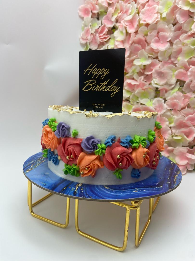 Rainbow Rose Birthday Cake