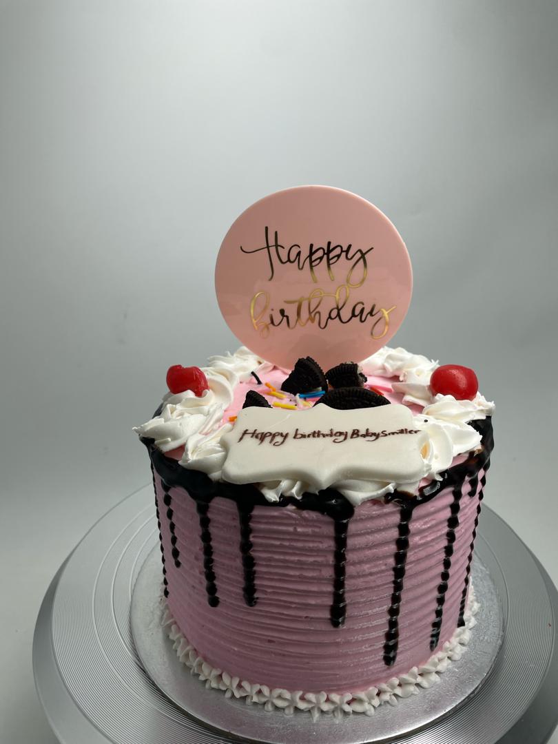 Pink Oreo Cherry Drip Cake