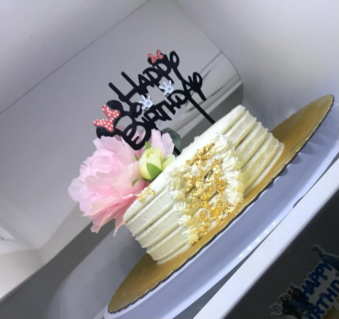 Ivory Gold Leaf Birthday Cake