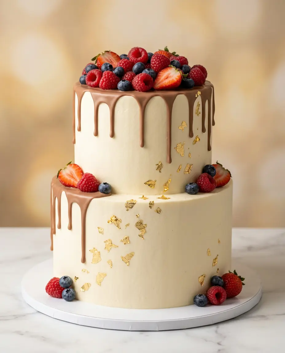 Buttercream cake with sugar flowers